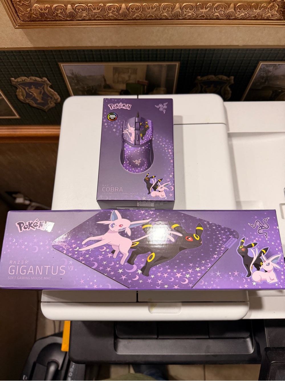 Razer Purple Espeon & Umbreon Themed Gigantus V2 Mousepad and Cobra V2 Mouse